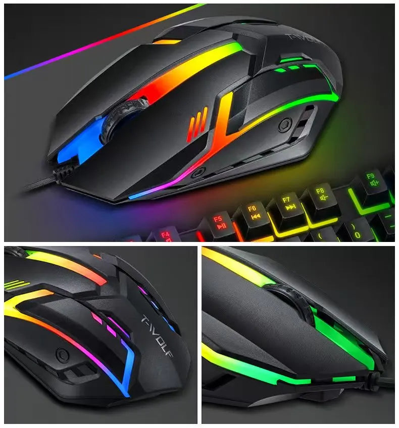 T-WOLF Thunderwolf TF880 Wired Keyboard, Mouse, Headphones and Audio Five-piece E-sports Game Enjoy Super Fast Moving Speed.