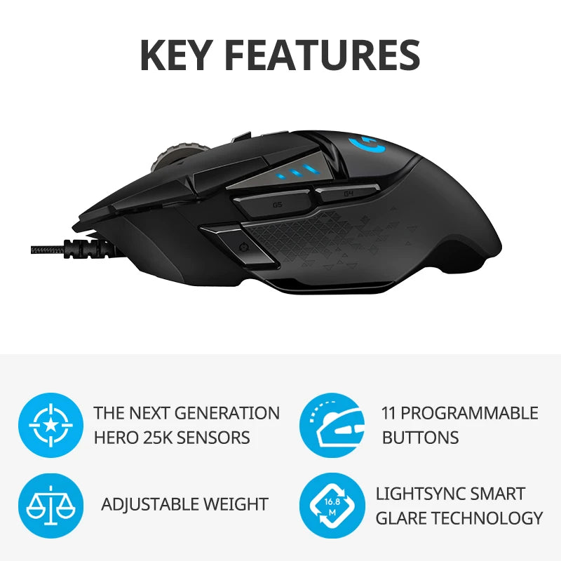 Original Logitech G502 HERO LIGHTSPEED Wired Gaming Mouse Wireless 2.4GHz HERO 25600DPI RGB Suitable For E-Sports Gamers Mouse
