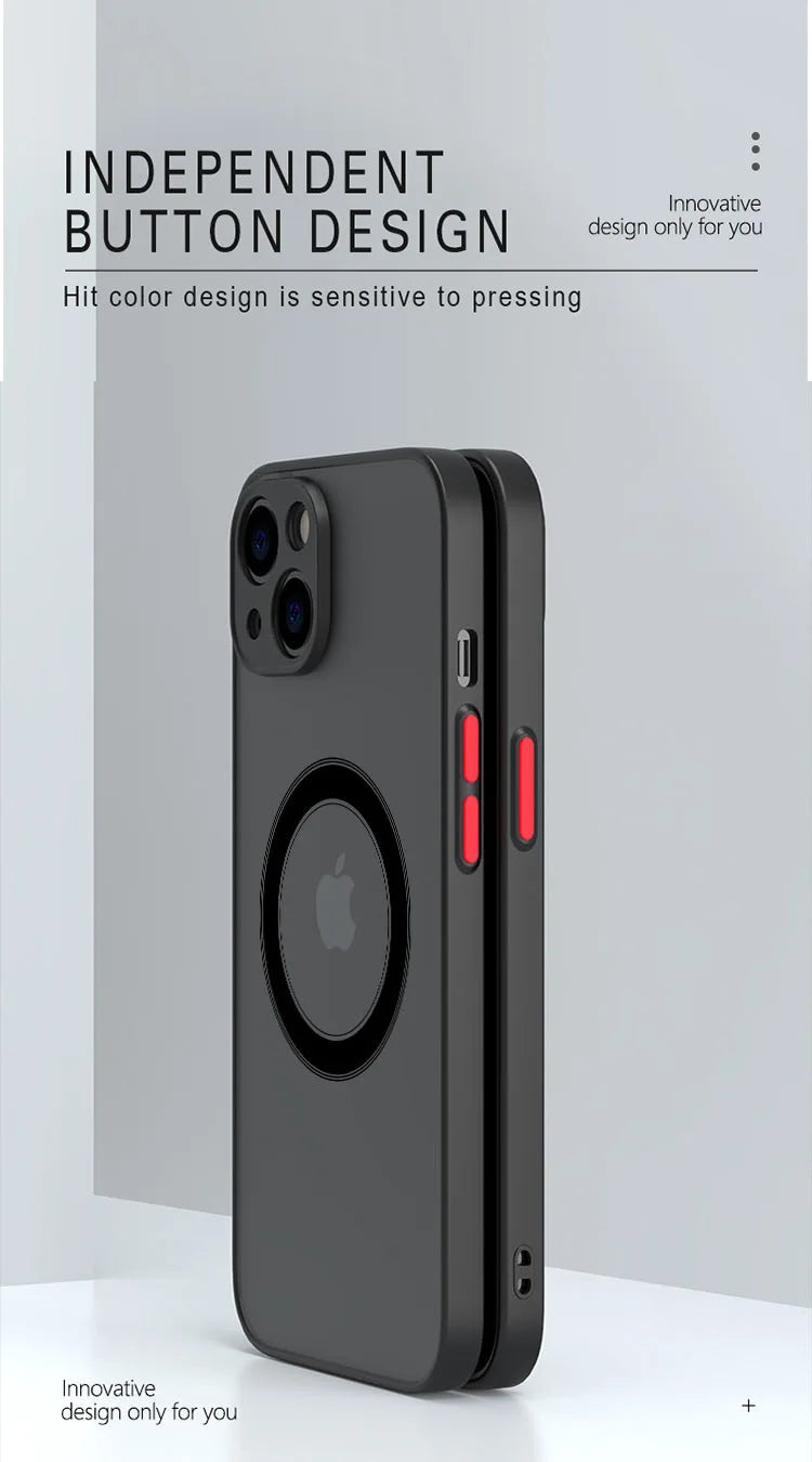 for iPhone 16 15 14 13 12 11 Pro Max Plus Mini XS XR SE 7 8 Case Wireless Charge Magnetic Magsafe Skin Matte Cover Shell Fundas