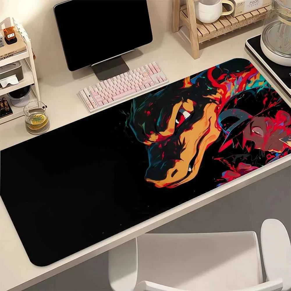 Gigantamax Charizard P-Pokemon Mouse Pad Large Extended Keyboard Mat Stitched Edges Ideal for Anime Collectors & Gamer Gifts