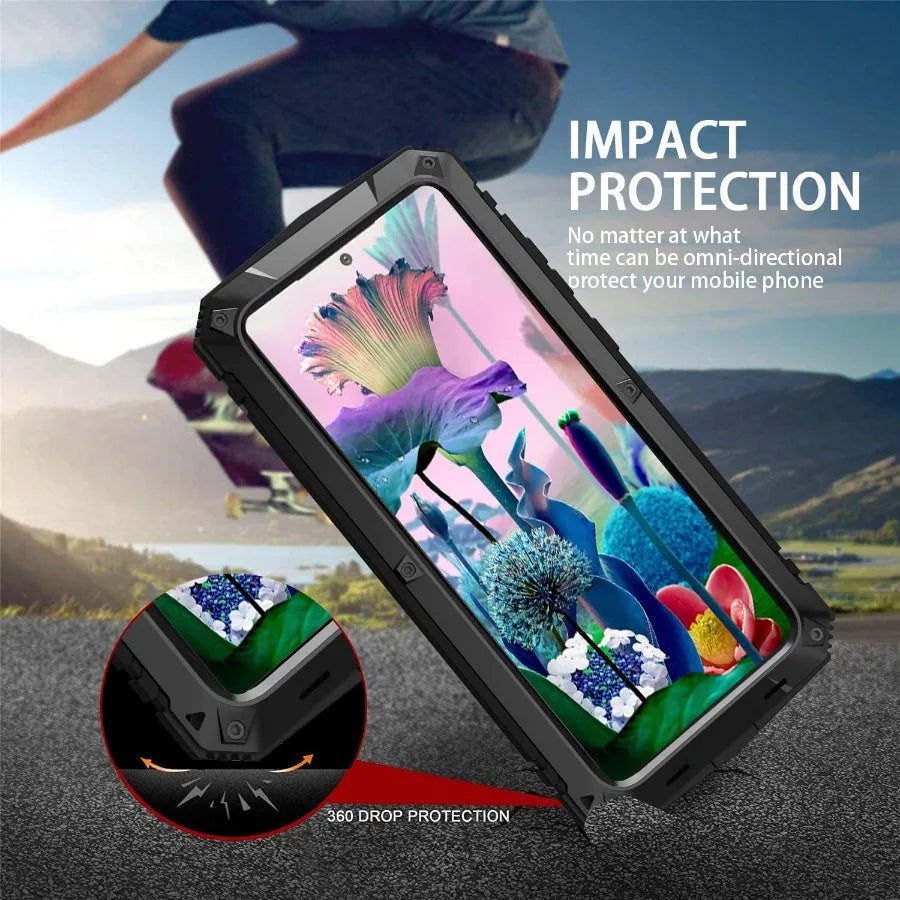 Heavy Duty Aluminium Metal Armor Case For Samsung S24 S23 S22 S21 Note 20 Ultra S20 Plus A32 Shockproof Cover Screen Protector