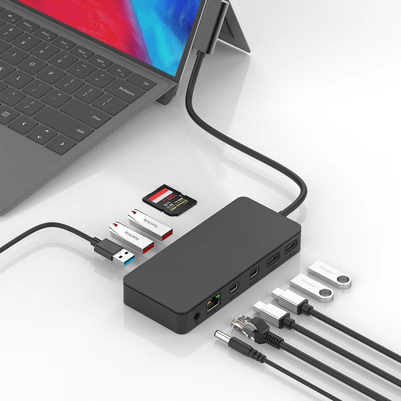 12 in 1 Surface Multi-function docking station Type-c converter usb hub computer expansion dock card reading Splitter Extender