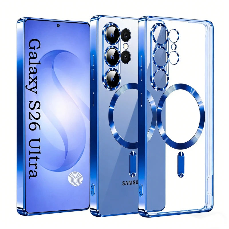 Luxury Transparent Plating Magnetic Wireless Charge Case for Samsung Galaxy S26 S25 S24 S23 S22 S21 Ultra Plus FE Note 20 Cover