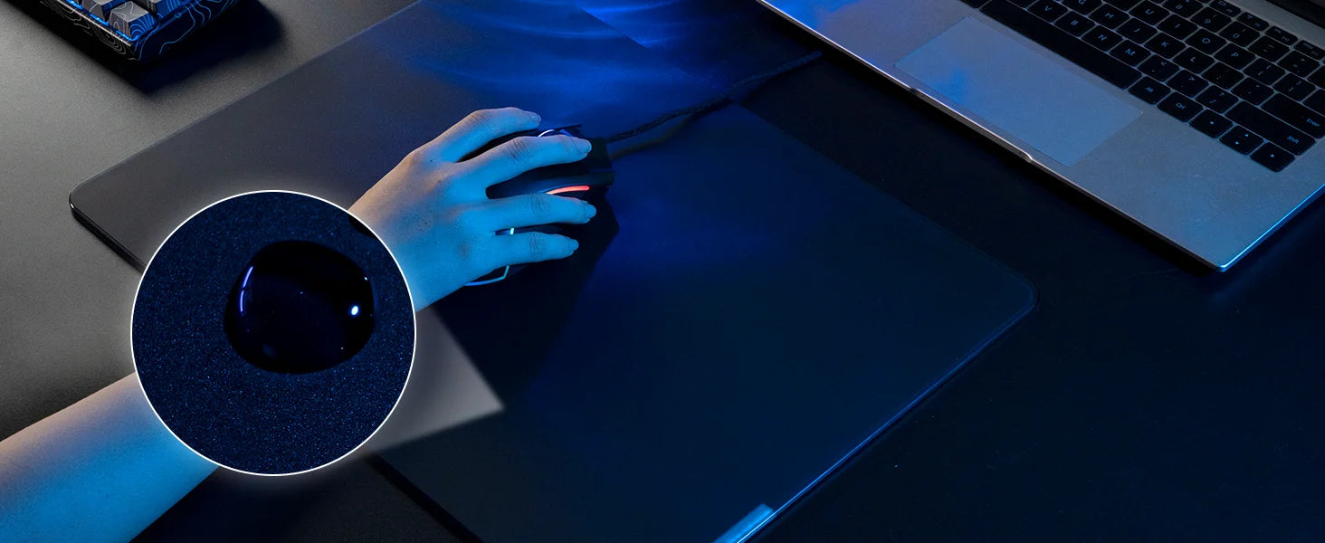XVX Premium Glass Mousepad Micro-etched surface Full Anti-slip Rubber Base Special Tempered Glass Black Mouse Pad for Gamer