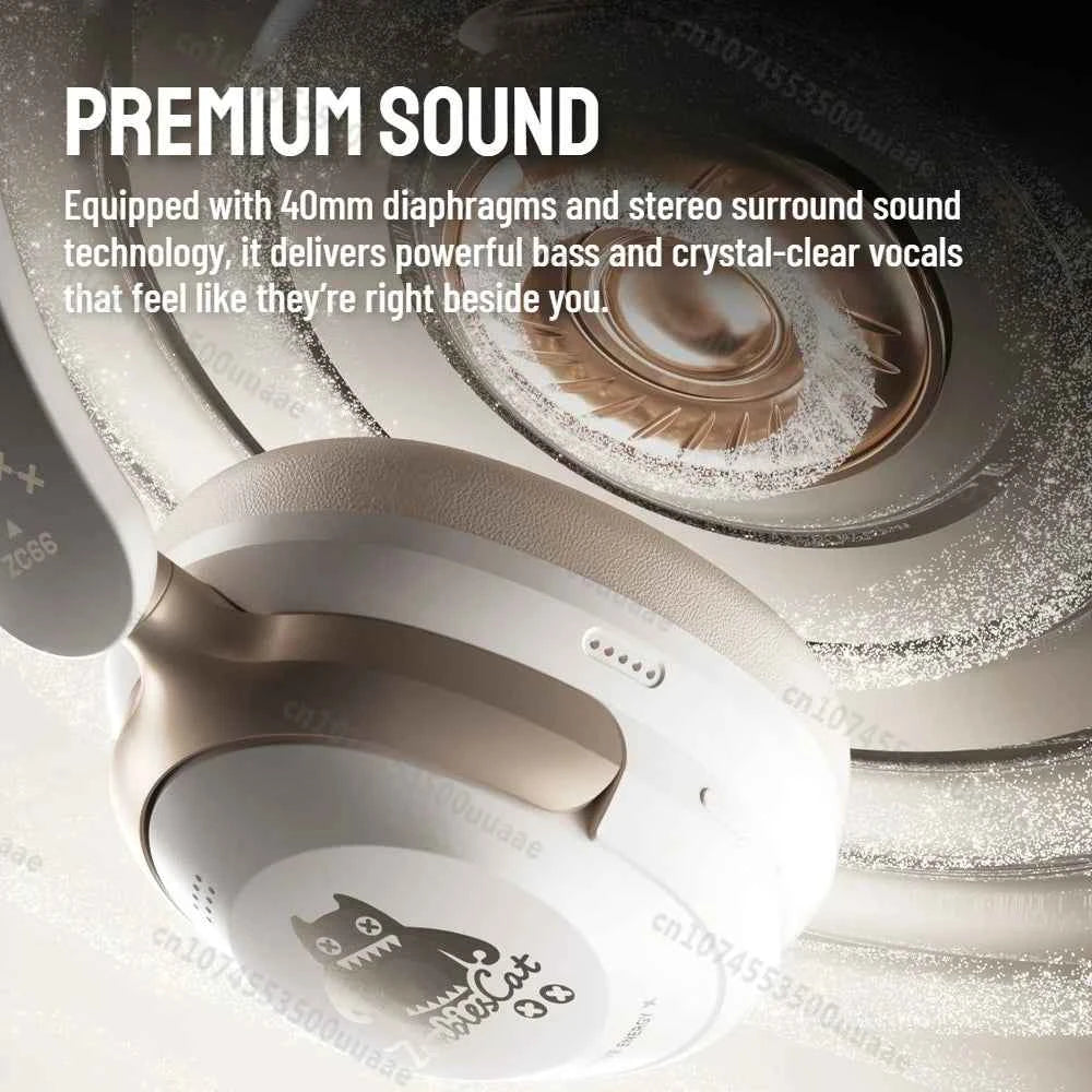Zombies Cat S10 ANC Bluetooth 6.0 Headphones -45dB Active Noise Canceling Earphone HiFi Stereo Over-Ear Wire/Wireless Headset