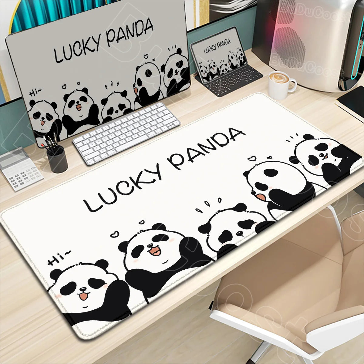HD Printing Kawaii Anime Panda Mouse Pad Large Computer Office PC Game Table Mats XXL Gaming Keyboard Pad Cute Animals Desk Pads