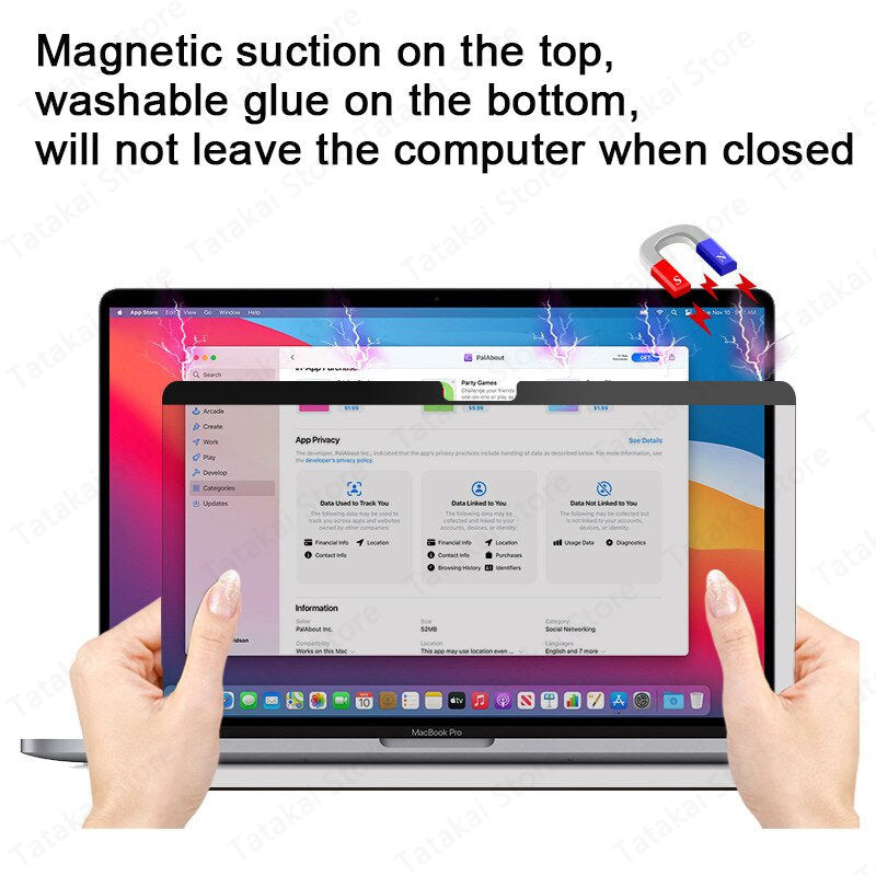 Magnetic Privacy Screen Protector for Macbook 12 Screen Protector A1534 A1931 Anti-spy Film Privacy Protection Removable 12 inch