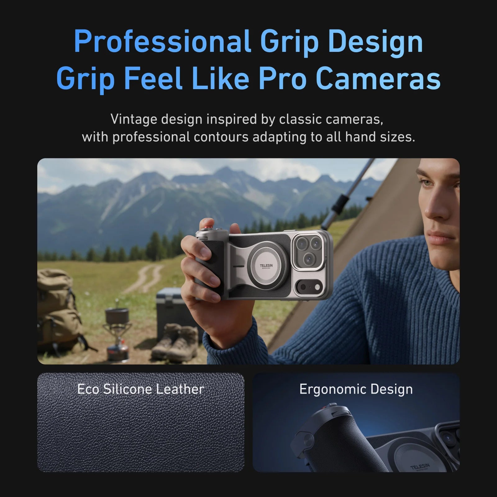 TELESIN Master Grip Kit for iPhone 17 Pro ProMax Phone Camera Magnetic Grip Graphene Case for iPhone Cooling Phone Handle Holder