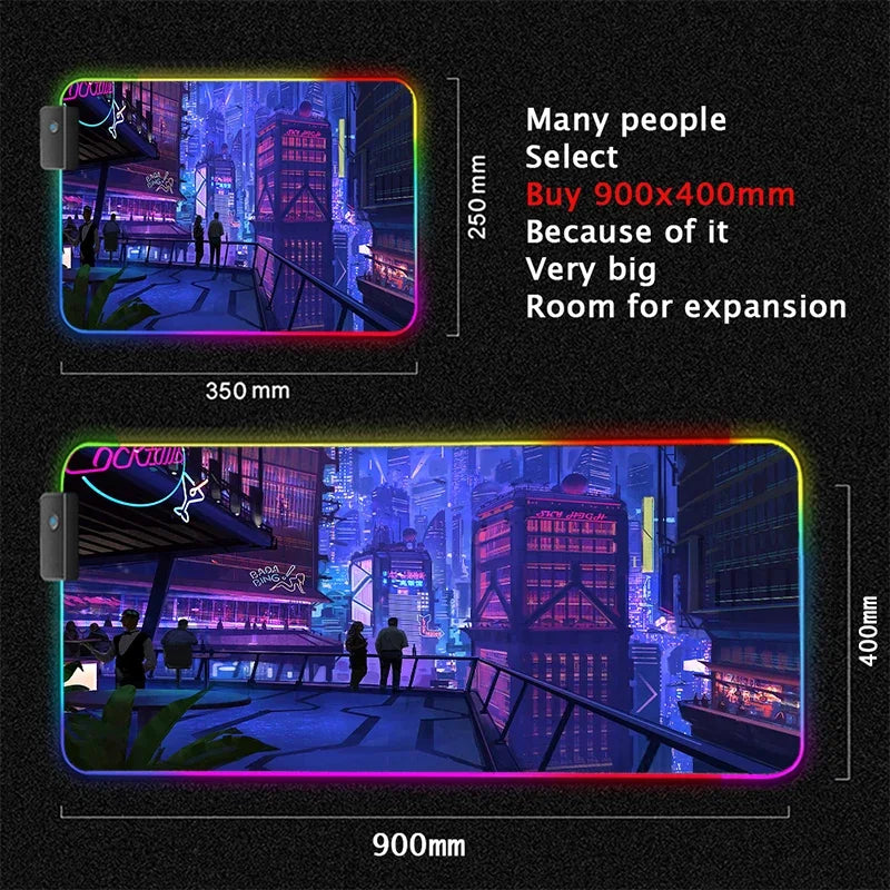 RGB Led Backlight Mouse Pad Cool Cyberpunk Gaming Accessories Carpets Large Mause Pad Gamer XL Neon Desk Mat Rug Mouse Mat