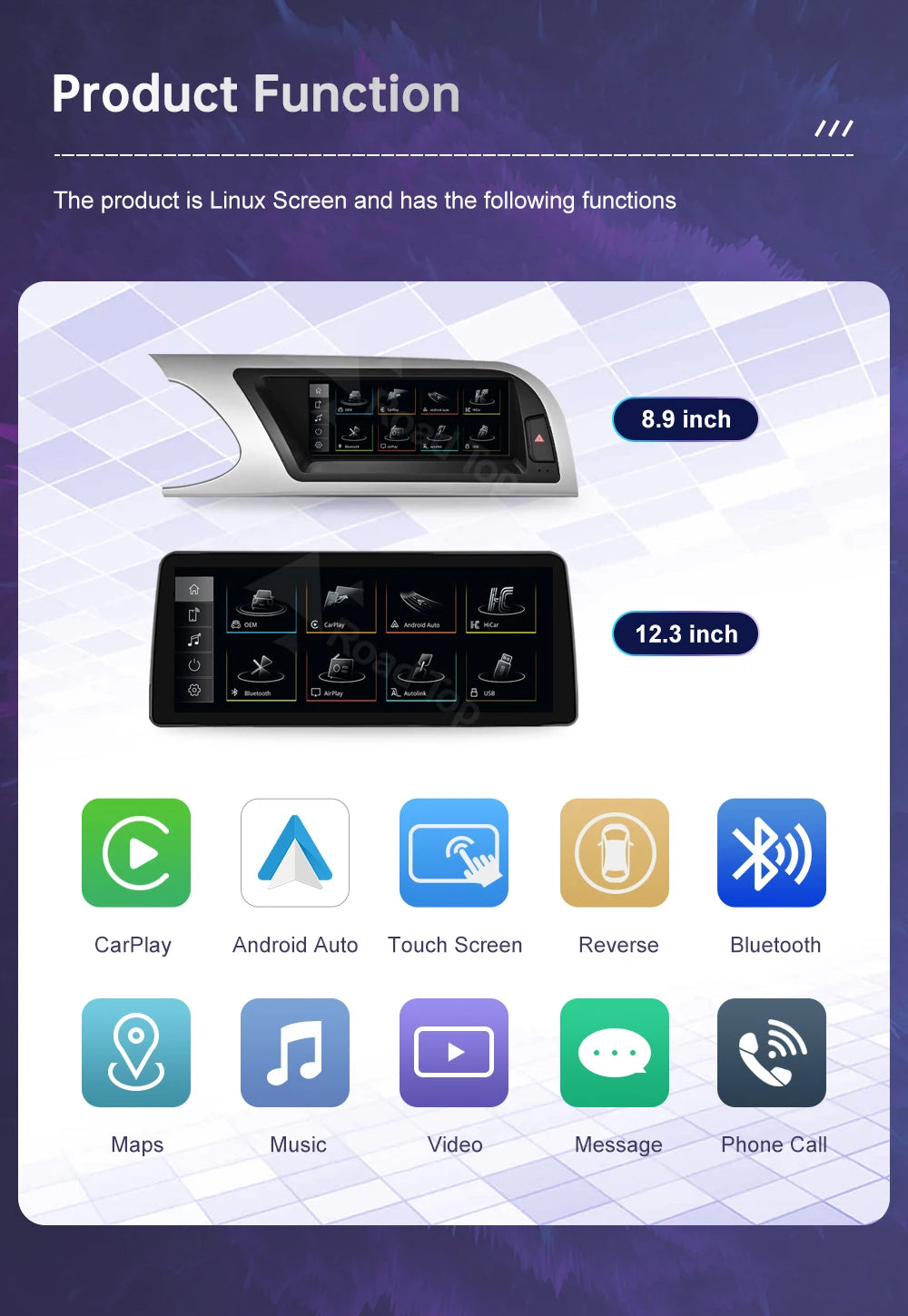 Road Top Radio Multimedia Linux Touch Screen For Audi A5 2008-2016 Wireless CarPlay Android Auto Airplay Car Player Function