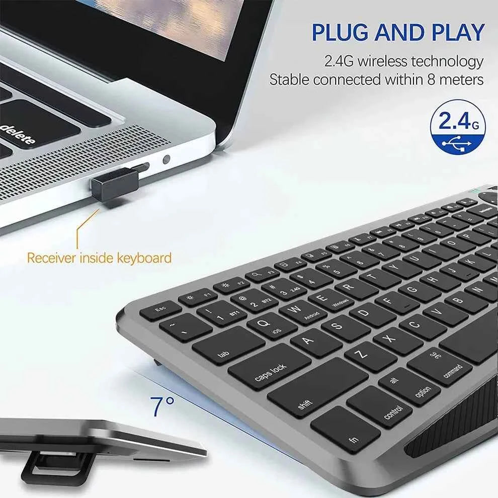 Bluetooth Wireless Keyboard with Touchpad 7-Colors Backlit 2.4g Rechargeable Trackpad Keyboard for Smart TV, IOS IPhone/IPad