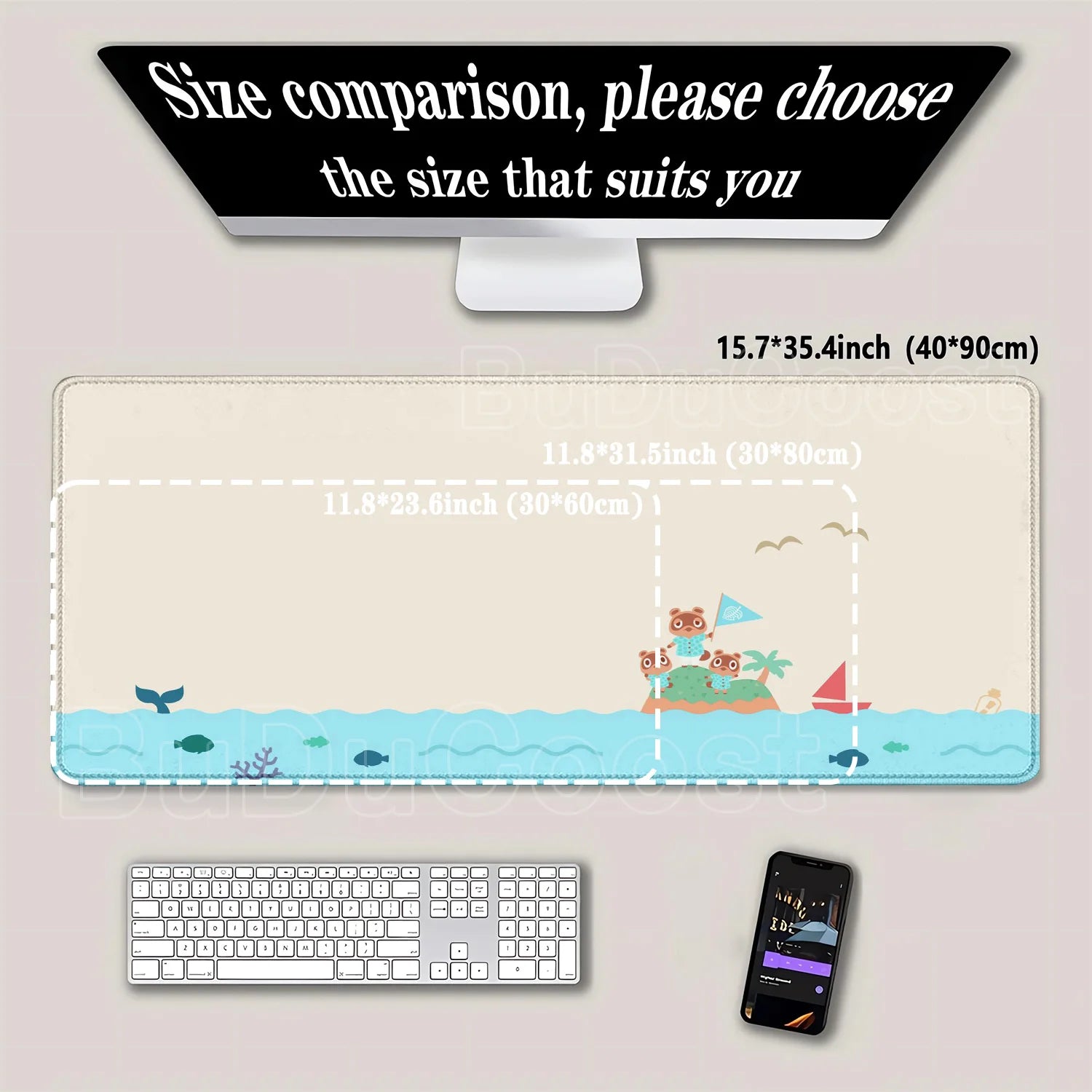 Large Kawaii Mouse Pad Non-Slip Gaming Cute Cartoon A-Animals Laptop Gamer Crossing Mousepad HD Printing XXL 400x900mm Desk Mat