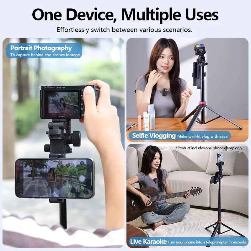 Ulanzi MT-78 1.85M Quick Release Tripod with Remote Phone Holder Cold Shoe Mount 1/4'' for Phone Camera Video Light Flash Mic