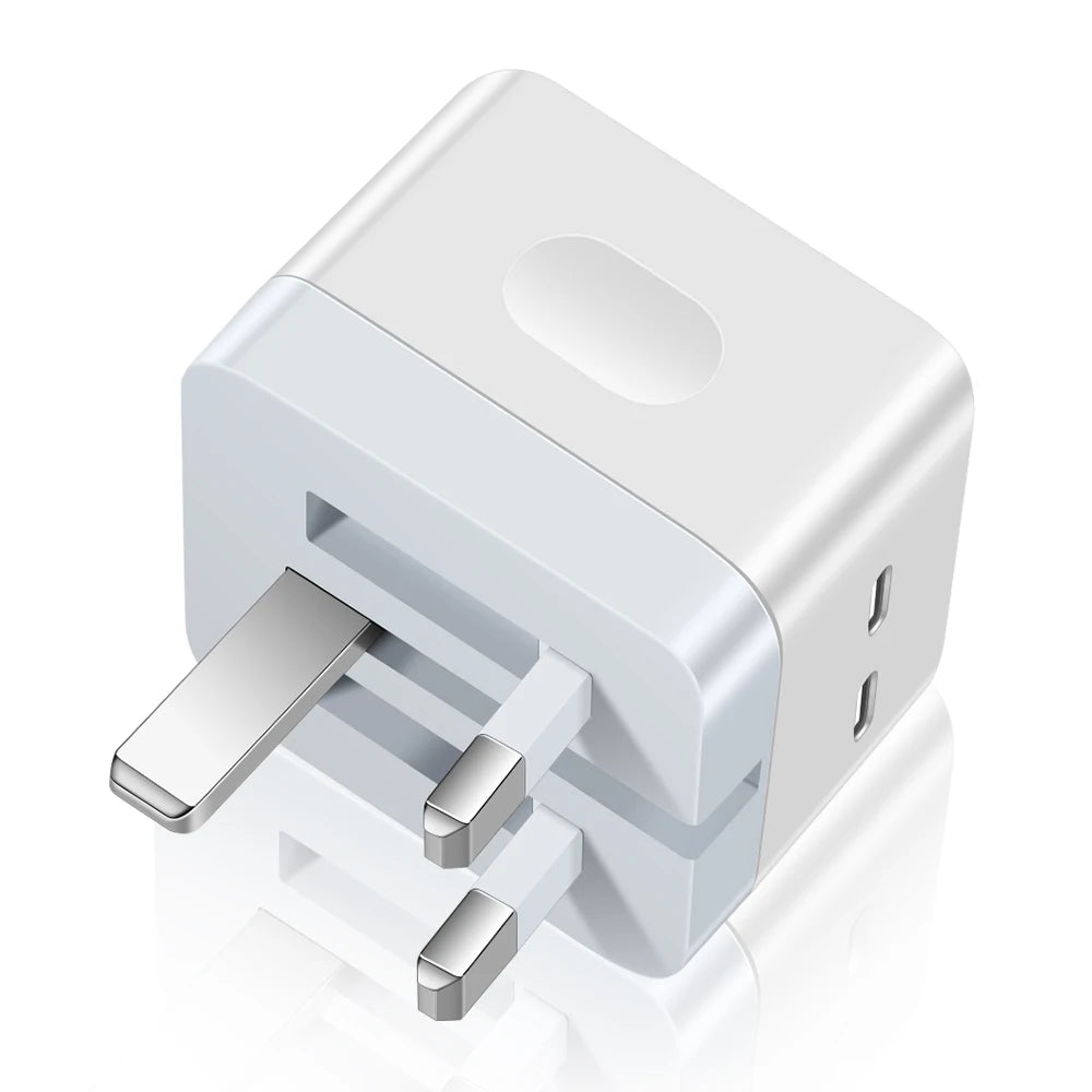 35W Dual USB C Port Fast Charger Foldable Type C Fast Wall Charger UK US Plug For iPhone 17 16 15 Pro Max 13 iPad Power Adapter