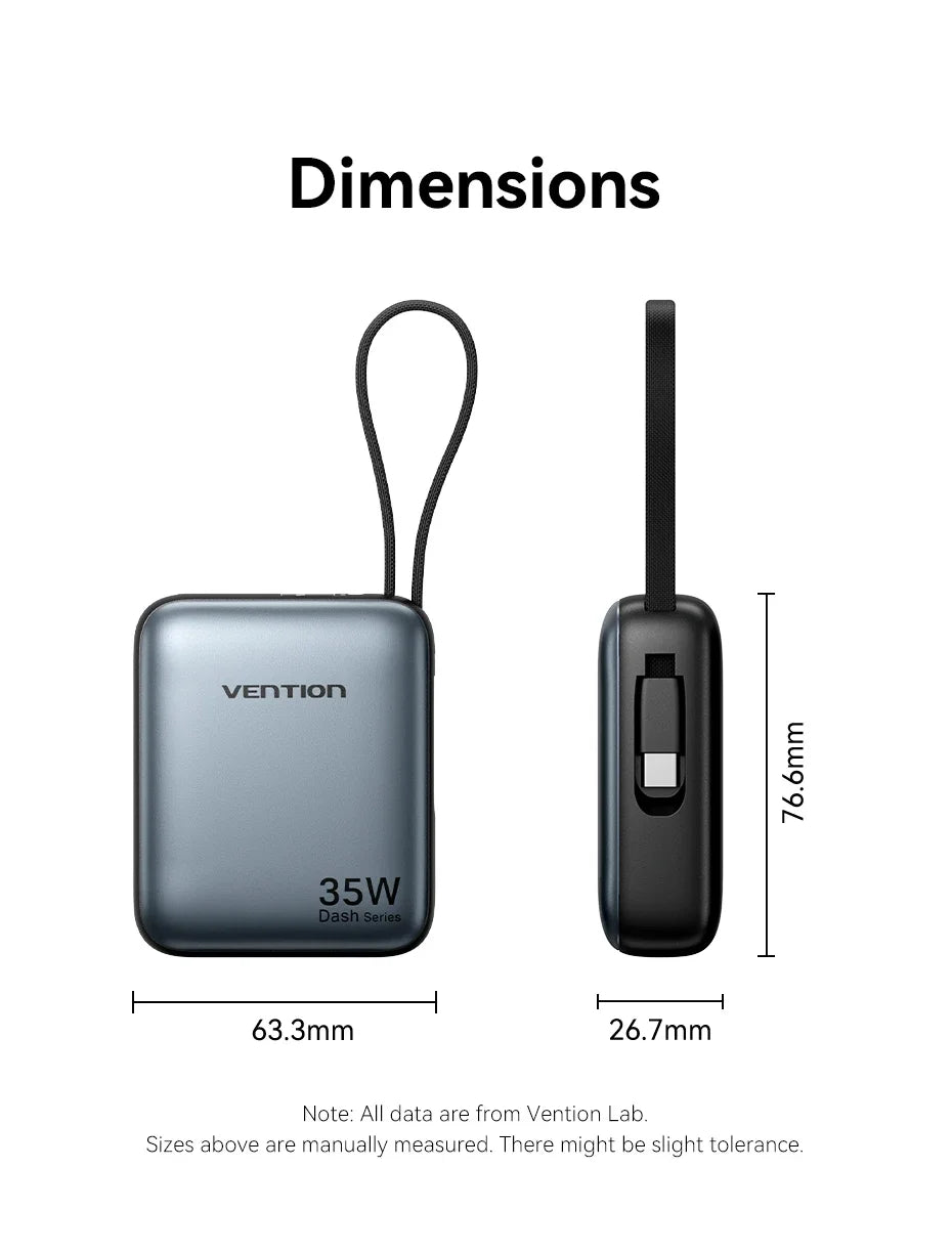 Vention CCC 10000mAh 35W Power Bank Fast Charge Portable Mini 3C PowerBank for iPhone 17 Xiaomi External Spare Battery Charger