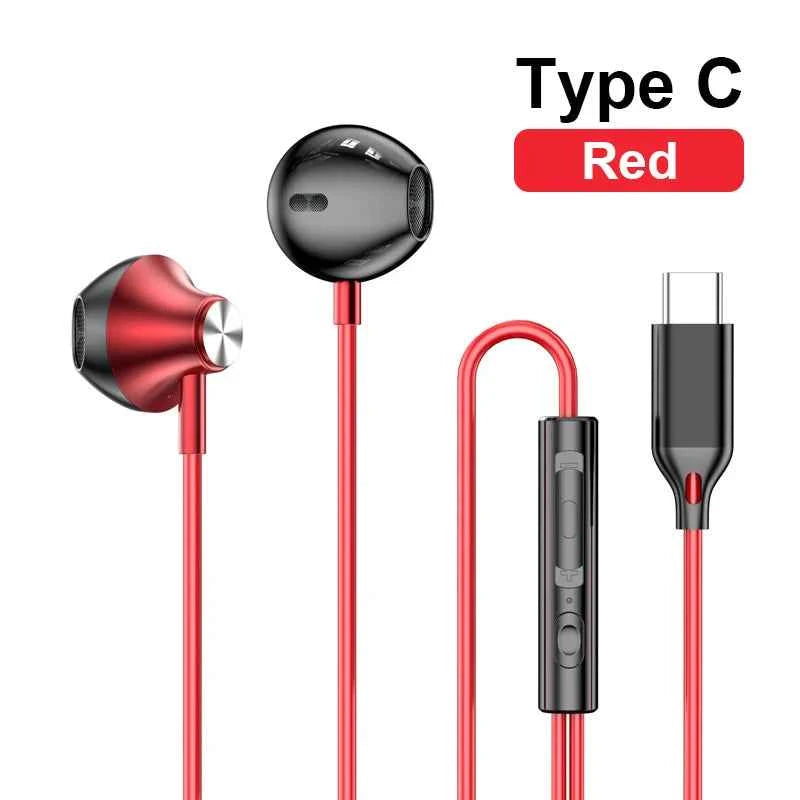 Type C 3.5mm Jack Earphones HiFi Stereoscopic Sound With Mic Wired Headphones Line Control Earbuds For Samsung iPhone 16 Headset