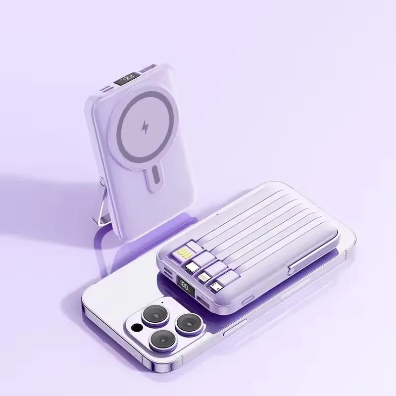 20000mAh Portable Fast Charger Magnetic Wireless Power Bank with Cable Stand External Battery for iPhone Samsung Xiaomi Magsafe