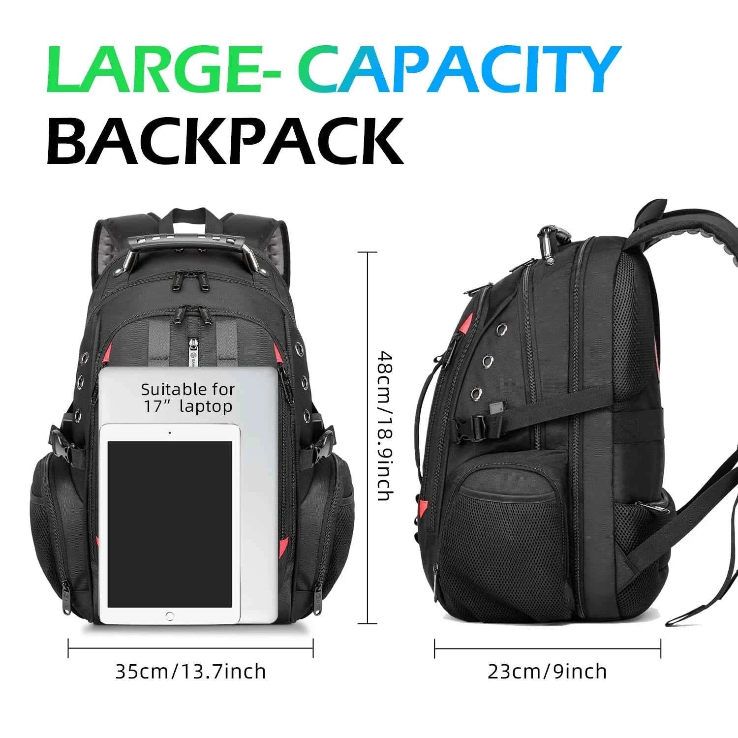 BANGE Large Multi-Function 40L Laptop Backpack 17 Inch Durable Travel Backpack School Bag For Teenagers with USB Recharging Port
