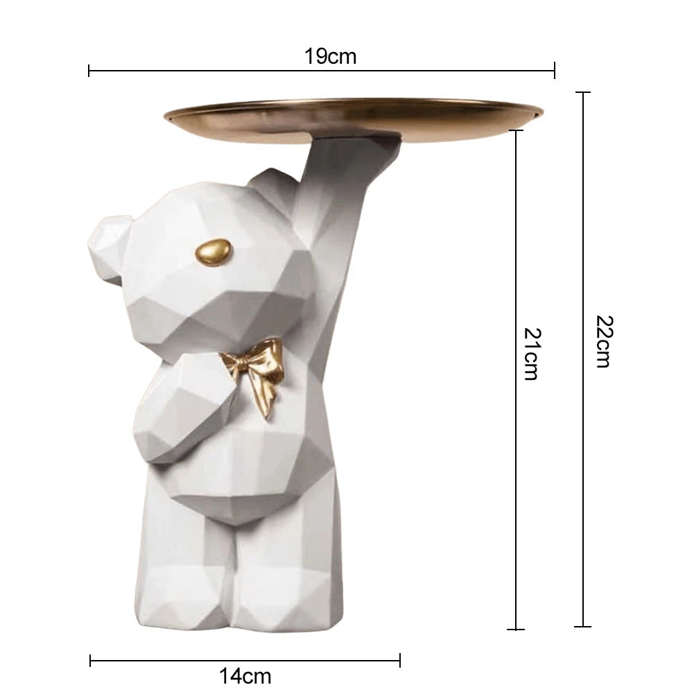 Resin Storage Box Crafts Geometric Bear Resin Desk Decoration Candy Sundries Household Supplies for Office Coffee Shop