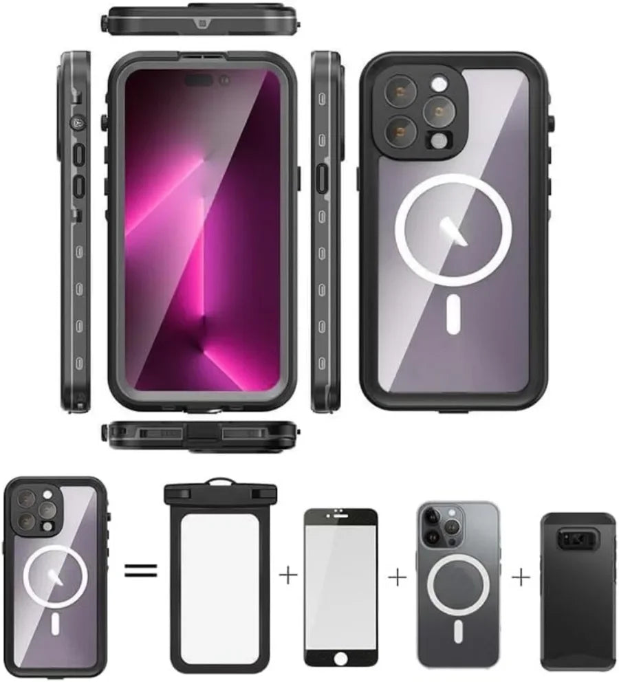IP68 Waterproof Phone Case For iPhone 16e 15 Plus 14 13 Pro Max Snowproof Dustproof Shockproof Shell Underwater Protection Cover