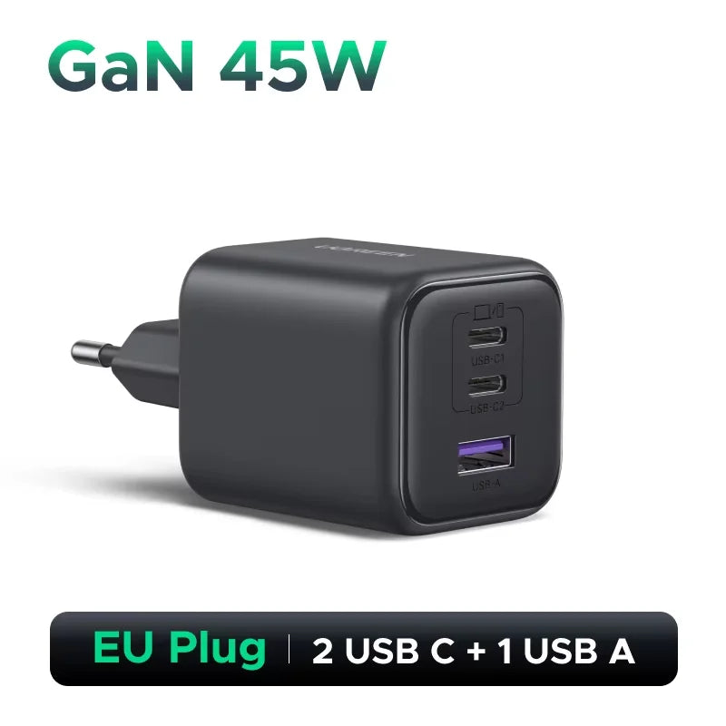 【EU Plug】UGREEN 45W/30W/25W/20W GaN Charger PD3.0 PPS QC3.0 USB C Fast Charger For iPhone 17 16 15 ProMax Samsung S25 iPad Air