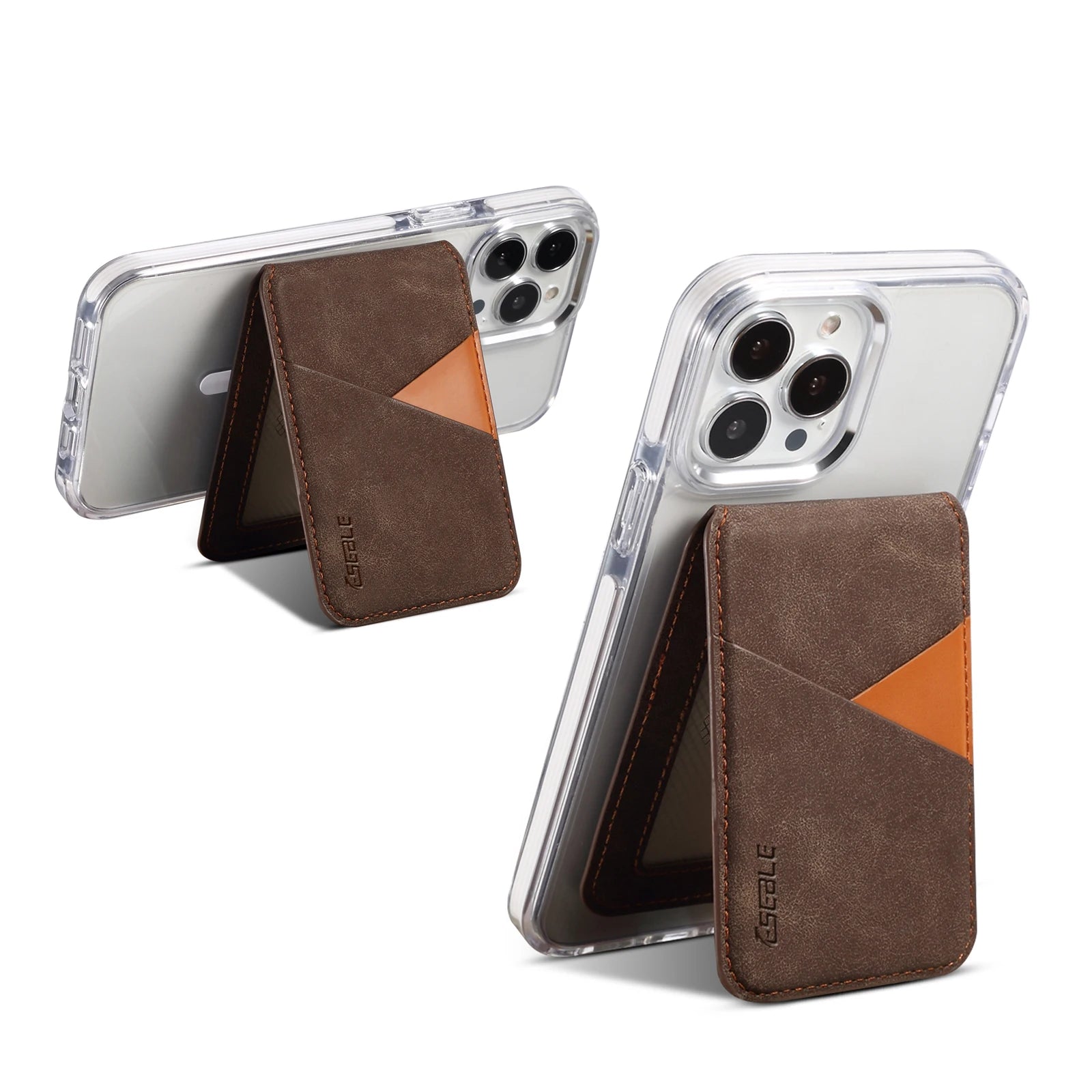 Luxury Leather Cellphone Magsafe Magnetic Card Holder For IPhone 12 13 14 15 16 17 Pro Max Plus RFID Anti-Skimming Bank ID Card