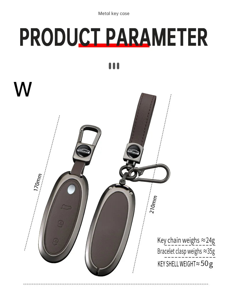 3 Buttons Zinc Alloy + Leather Car Key Case Cover Shell Skin Holder For 2024 Dongfeng NAMMI 01 new Energy Remote Key Protection