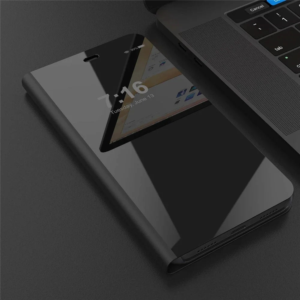Luxury Smart Case For Samsung Galaxy S25 S24 S23 S22 S21 Ultra S20 S10 S9 Plus S23 FE 5G Mirror Leather Smart Flip Suppor Cover
