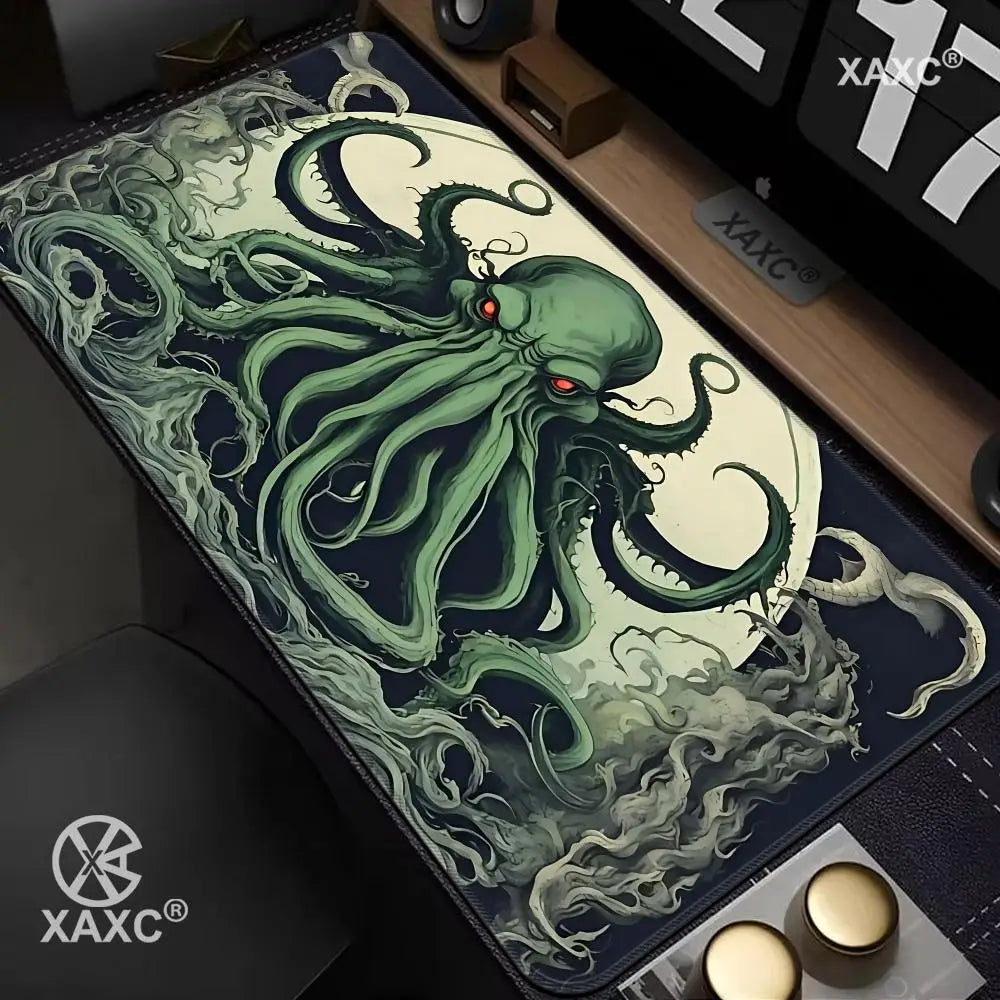 Cthulhu Green Octopus Mouse Pad Large Rubber Anti-slip PC Desk Accessories for Office and Gamer Keyboard Mats Decor Mat HYBXXC