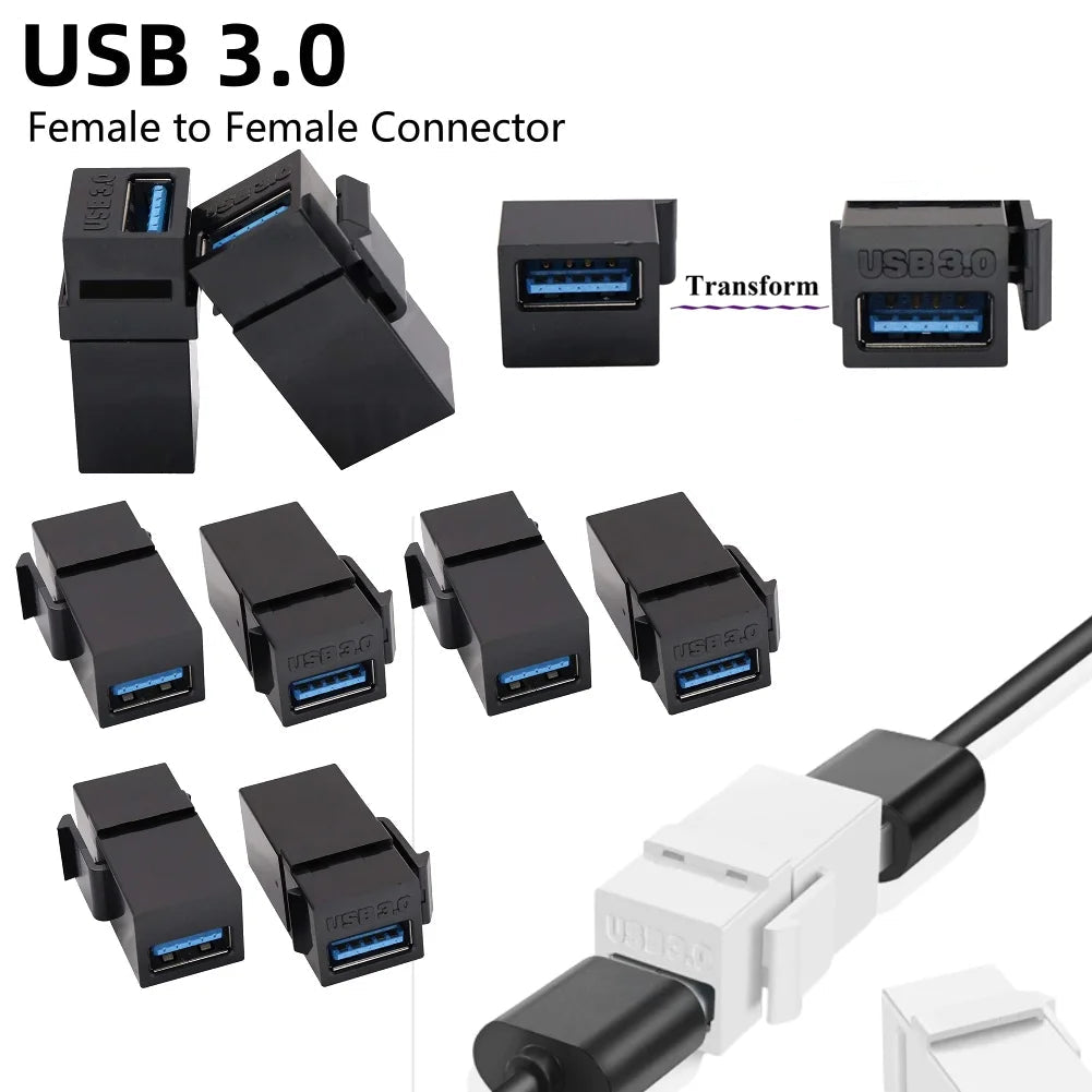 USB 3.0 Keystone Jack Inserts – Snap-In Modular Adapter for Wall Plates