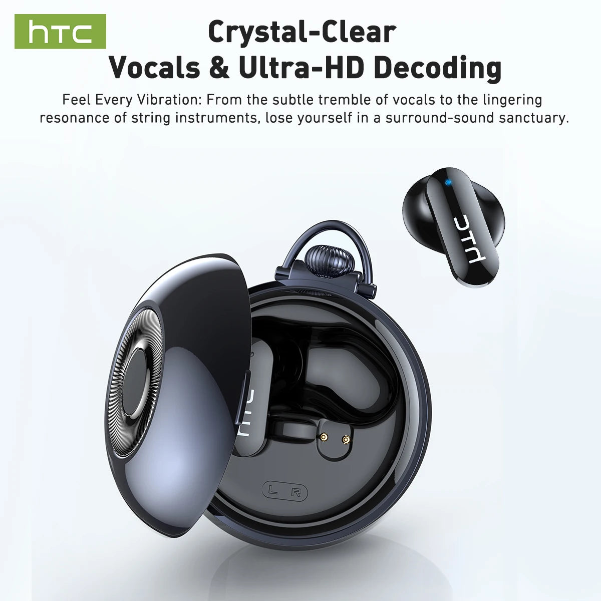 HTC NE71 True Wireless Earbuds Bluetooth 6.0 ANC Noise Cancelling IPX4 Waterproof 22H Playtime In-Ear Comfort Gaming Low Latency