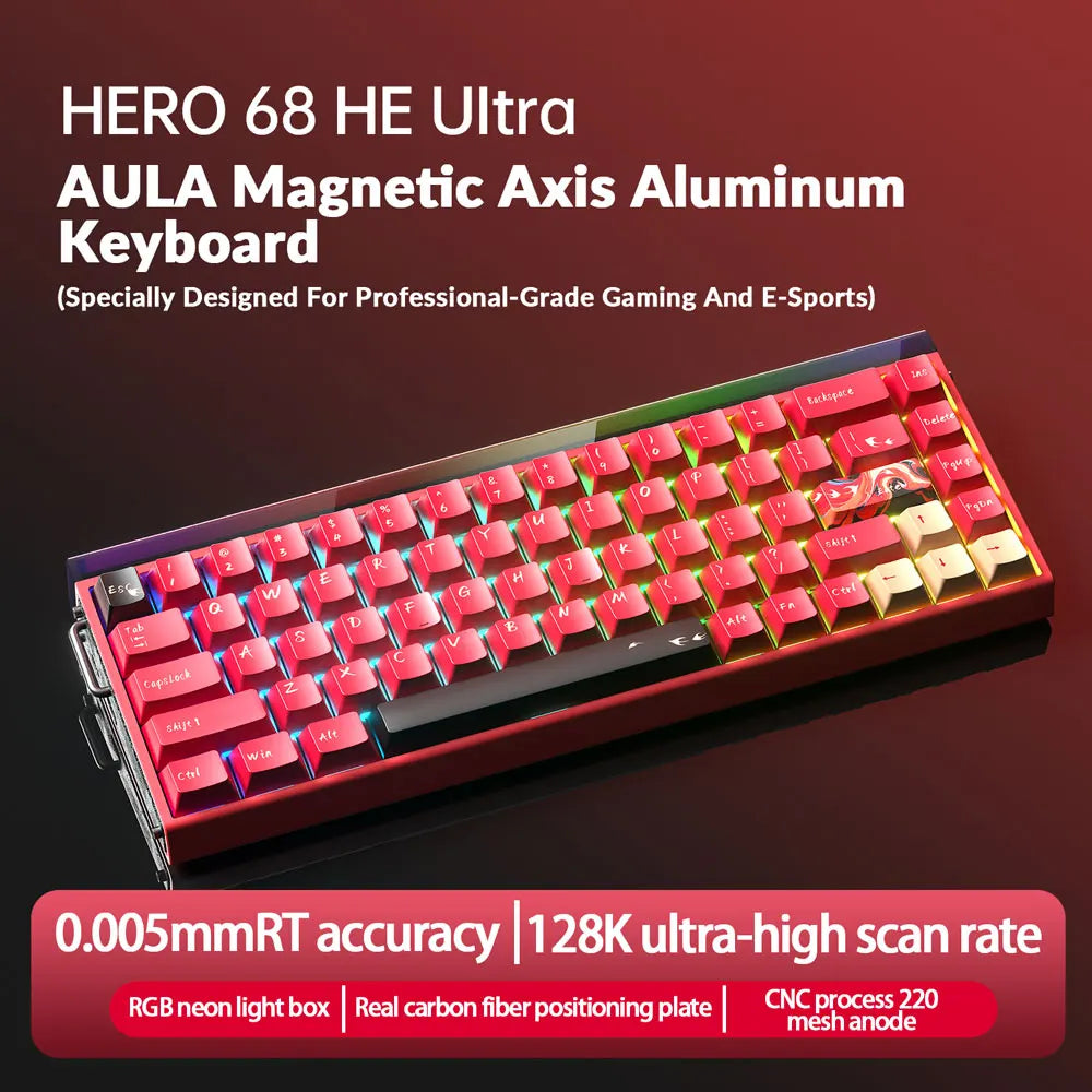 AULA HERO68HE Pro\Ultra Magnetic Gaming Keyboard 75% Magnetic Switch Keyboard Rapid Trigger for Esports PBT High Quality Keycaps