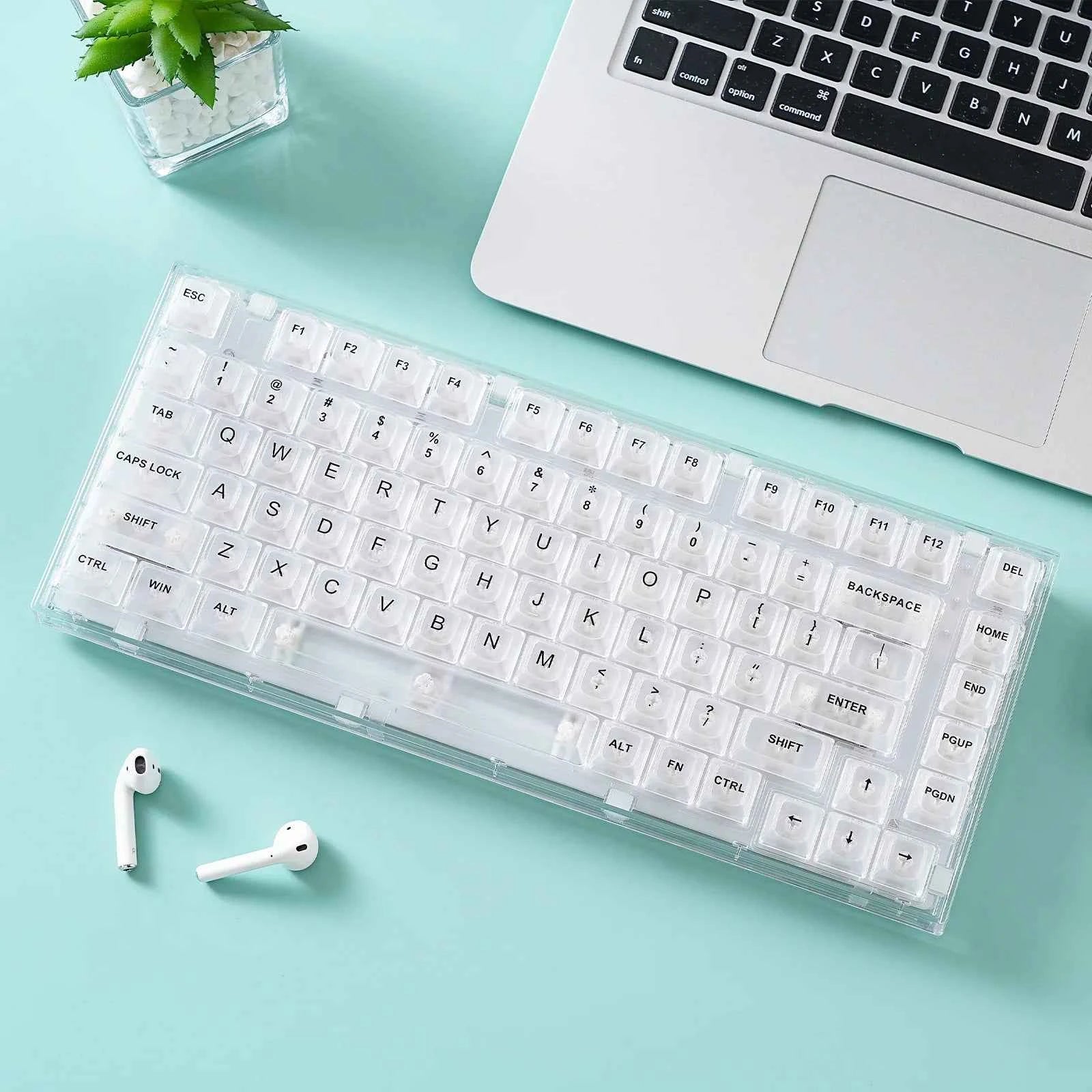 YUNZII X75 White 82 Keys Hot Swappable Wired Gasket Transparent Mechanical Keyboard