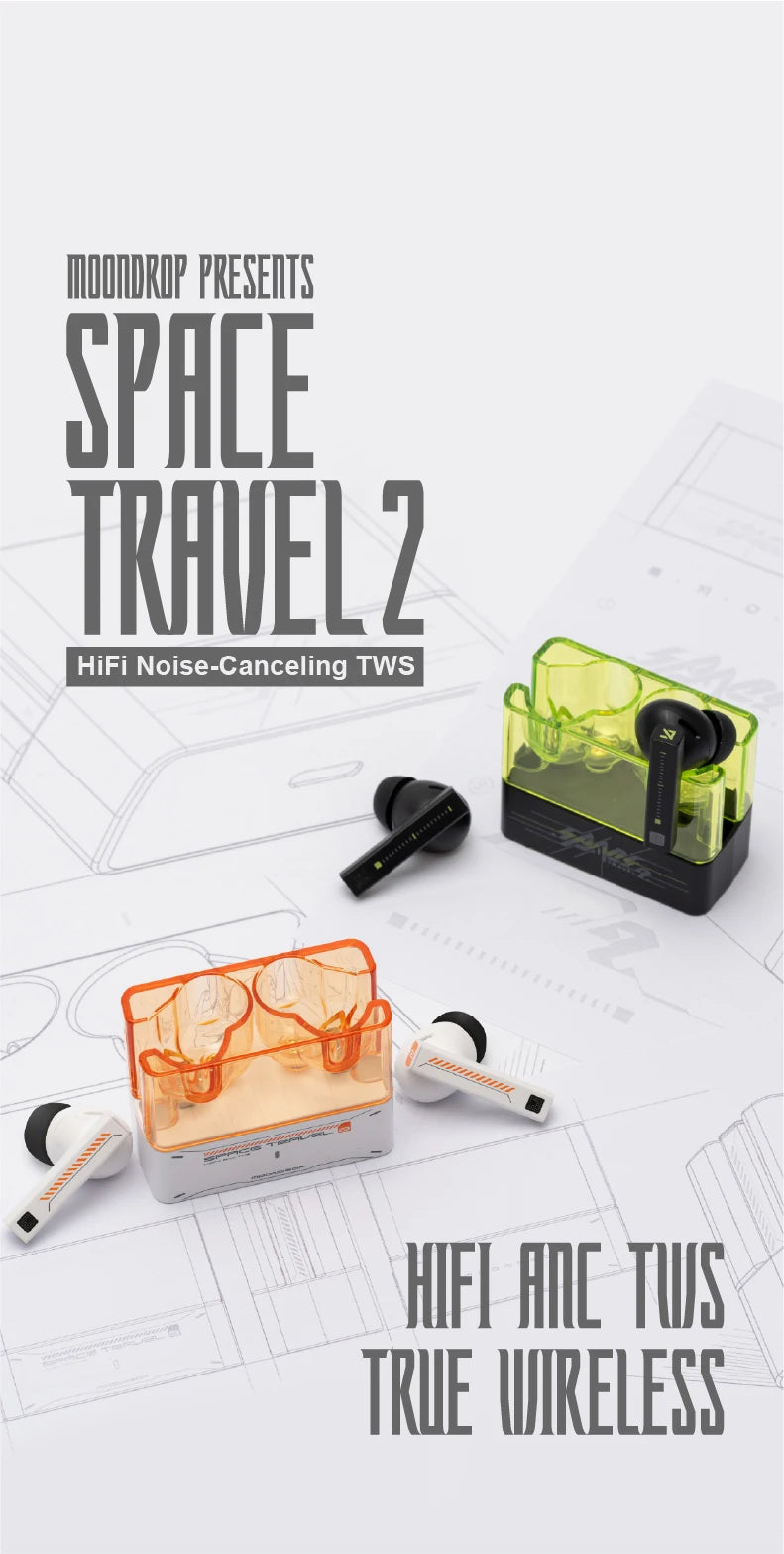Moondrop Space Travel 2 HiFi Noise-Canceling TWS  Bluetooth 6.0 Compatibility Earphones with Great Call Quality