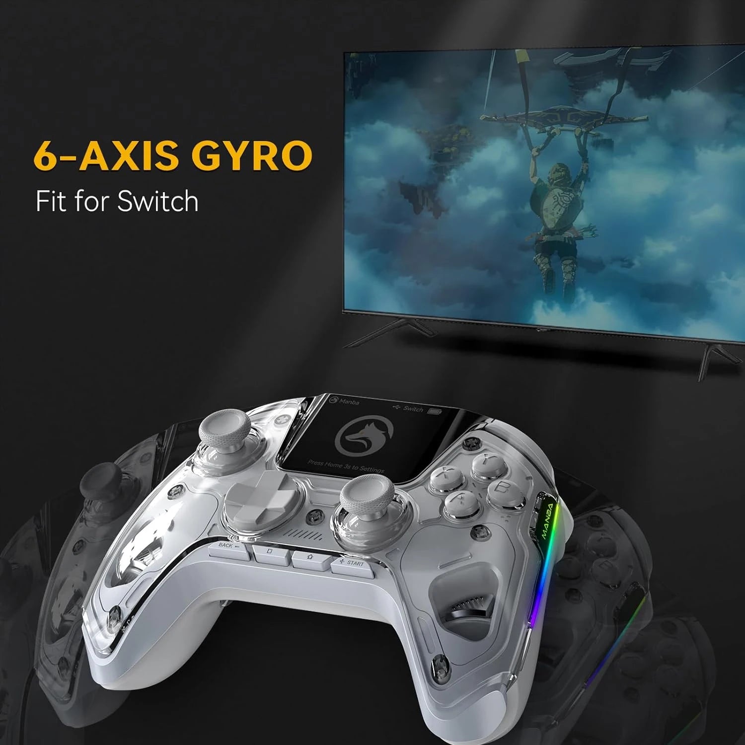 Mamba One V2 Screen Interactive Wireless Gaming Controller for iOS/Android/Switch/PC  Hall Effect,1800mAh with Charging Dock