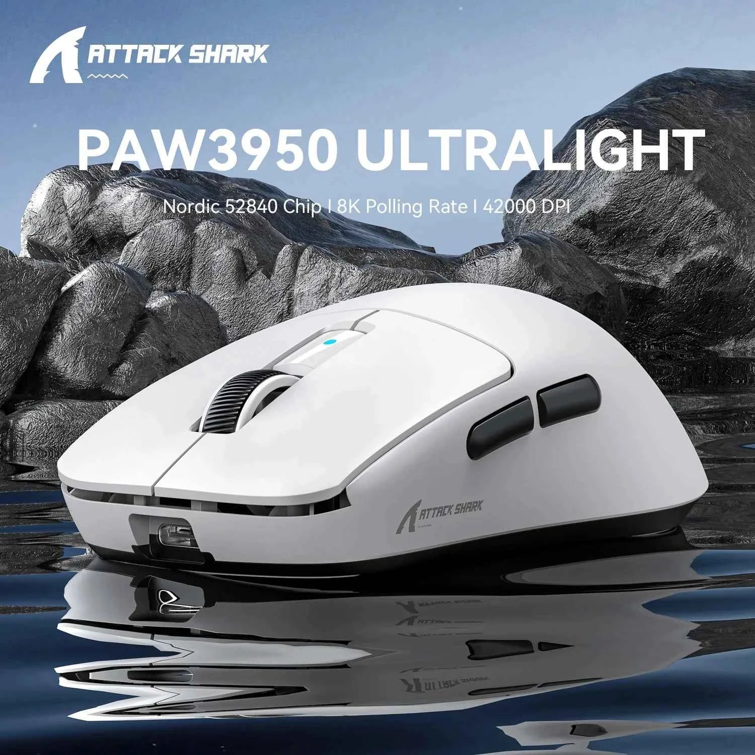 Attack Shark R6 Lightweight Wireless Gaming Mouse, PAW 3950Max Sensor Computer Mouse with Nordic 52480, 8KHz Polling