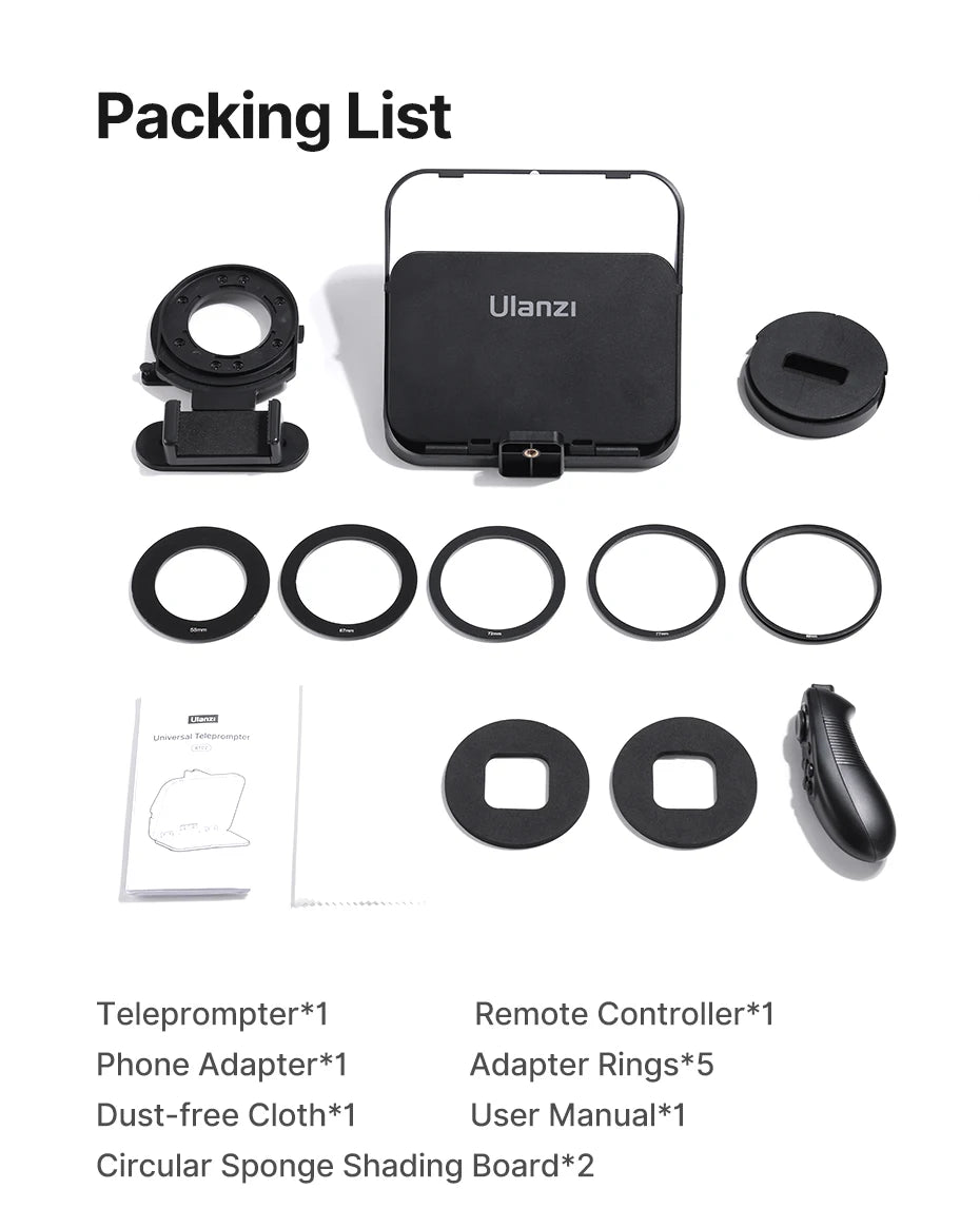 Ulanzi RT02 Teleprompter Portable Mini Collapsible Prompter for Tablets DSLR Laptop Camera Phone Live Streaming Video Recording