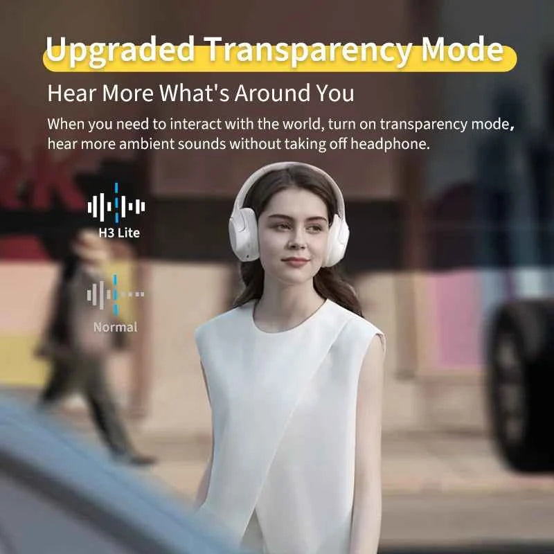 QCY H3 Lite ANC Wireless/Wired Headphones Bluetooth 5.3 Foldable Over Ear Headset HIFI Sound 60H Playtime Earphones Dual Connect