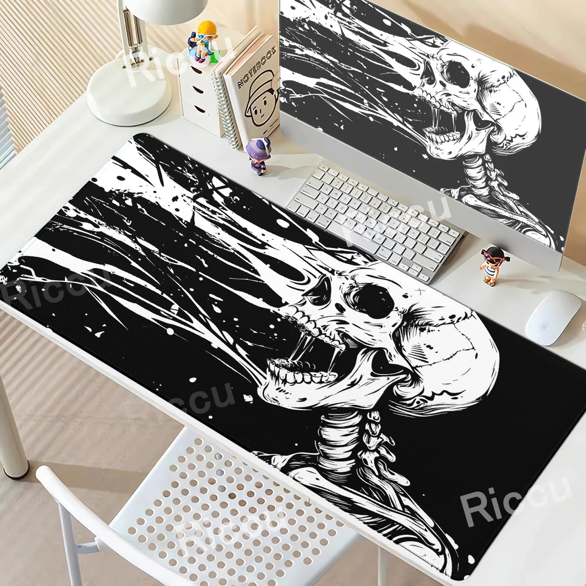Black White Skull Gaming Mouse Pad Large Mousepad XXL Table Mat Anti-slip Keyboard Accessories Office Laptop Desk Mats Gamer Rug