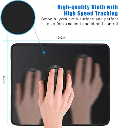 Premium-Textured Washable Mouse Pad with Non-Slip Rubber Base 10.2 X 8.3 Inch Computer Mousepad with Stitched Edges for Gaming Office Home Use