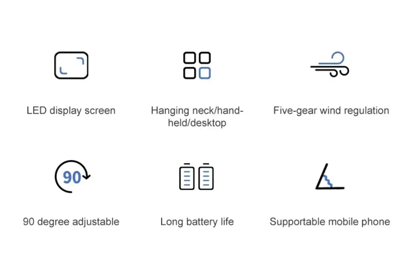 Folding Fan with Phone Stand, 5-Speed USB-C Rechargeable, LED Display Handheld & Desk Fan, Portable Fan for Outdoor Travel Gift