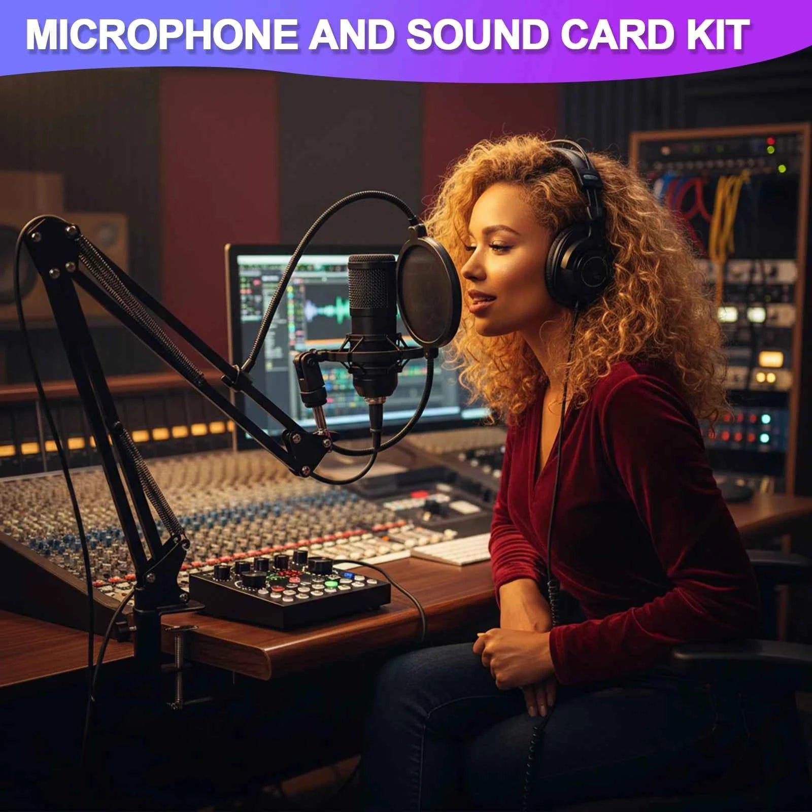 Podcast Equipment Bundle with BM800 Microphone And V8 Sound Card - Complete Recording Kit for Podcasting Streaming Gaming & Music Production