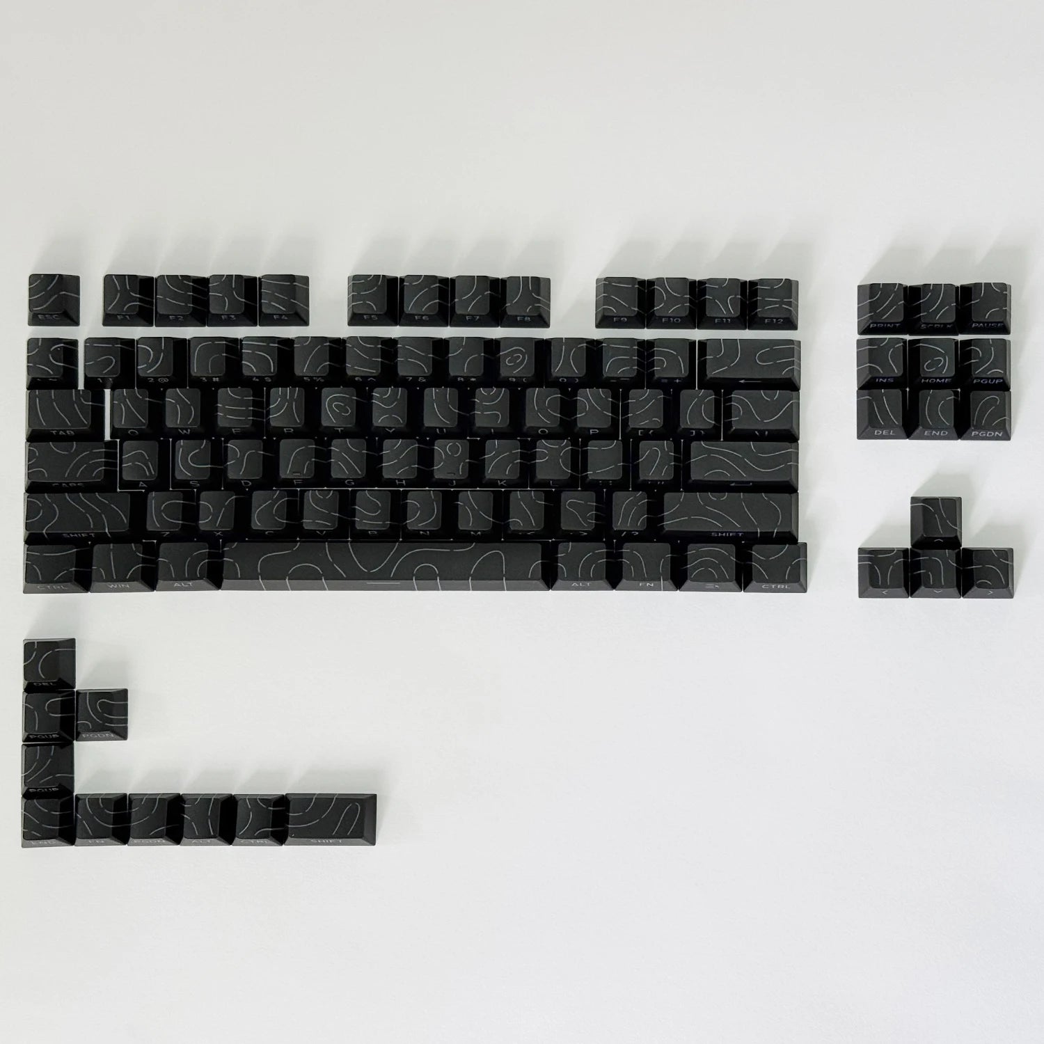 Lines Sided Shine Through Keycaps Cherry Profile Black White 97/133 Keys Customer keycaps for Mechanical Keyboard 60% 65% 75%