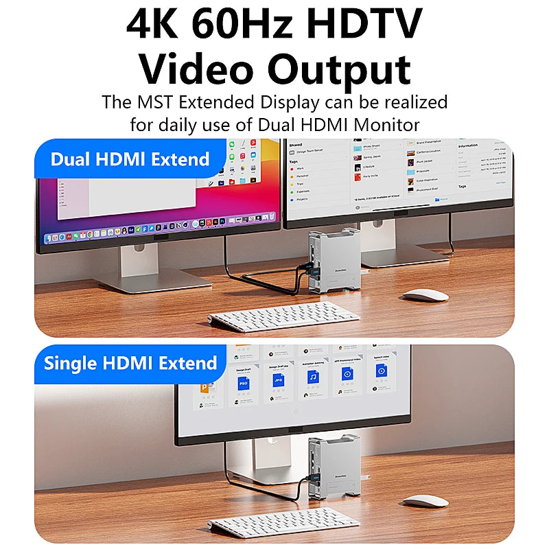 Blueendless ssd docking For 2024 MAC Mini M4/M4 Pro Stand with M.2 NVMe SSD enclosure 4K/60HZ HDMI-Com SD4.0 TF4.0 10Gbps C HUB