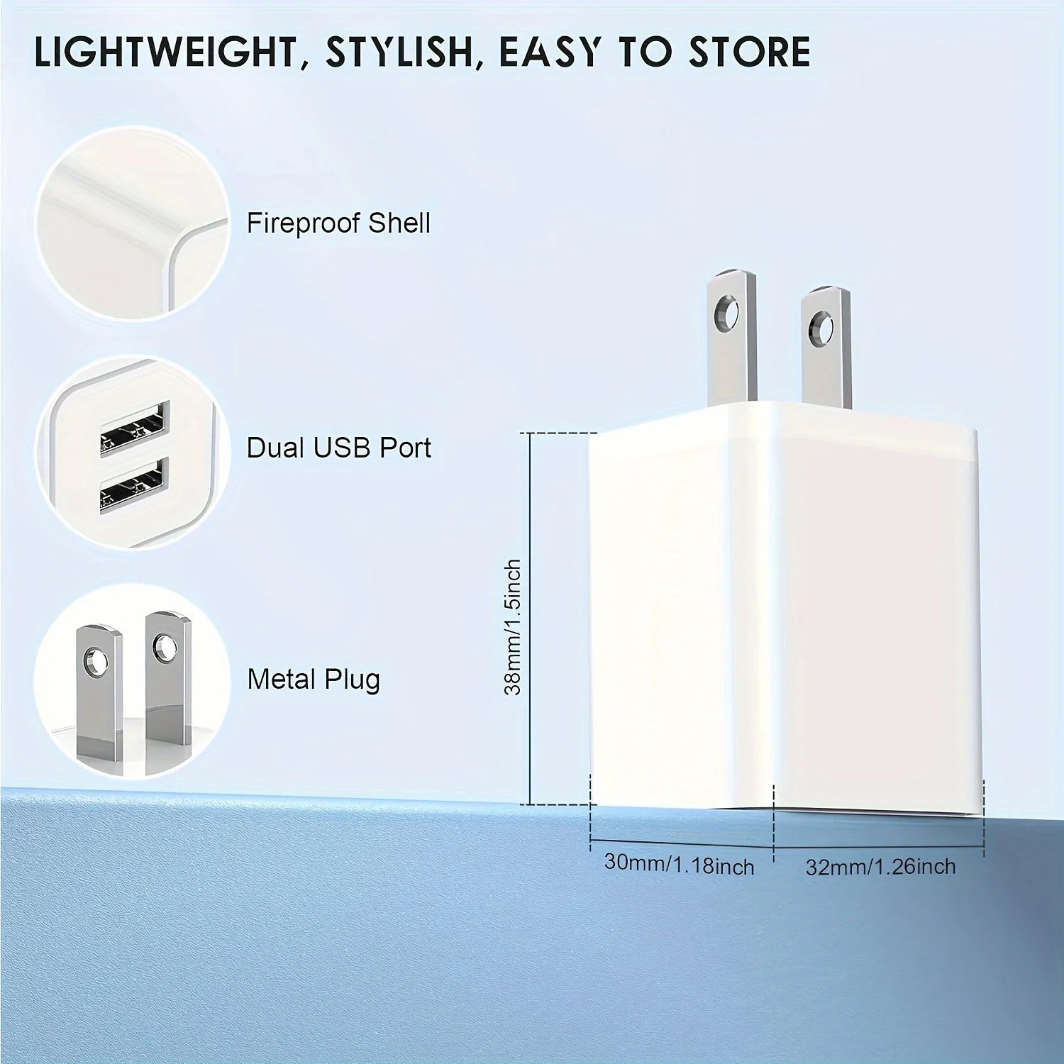 5W USB Charger, Quick Charger Plug Wall Charger, Durable USB-C Power Adapter Case For IPhone16 15/14/13 Mini/12/11, Headphones