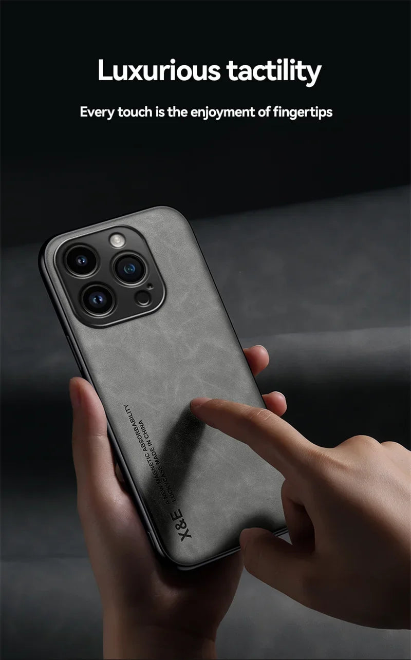 Luxury Magnetic Leather Case For iPhone 16 15 14 13 12 11 Pro Max Mini Plus XR XS X SE 15Pro Shockproof TPU Silicone Back 2026