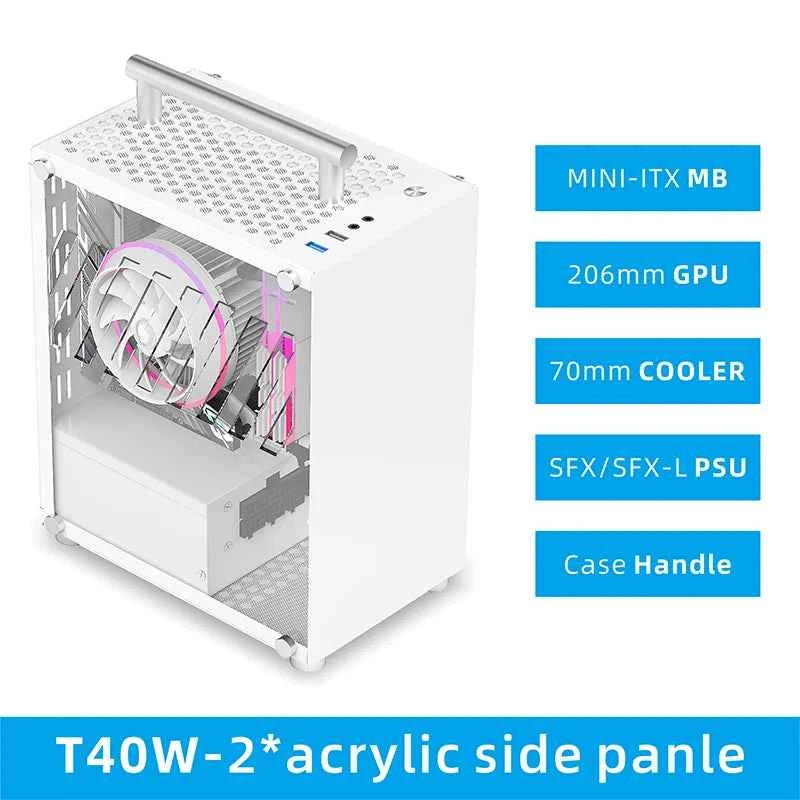 METALFISH T40 Mini ITX Case 7L Acrylic Or Mesh Side Panel and Portable Handle Support SFX PSU/206mm GPU