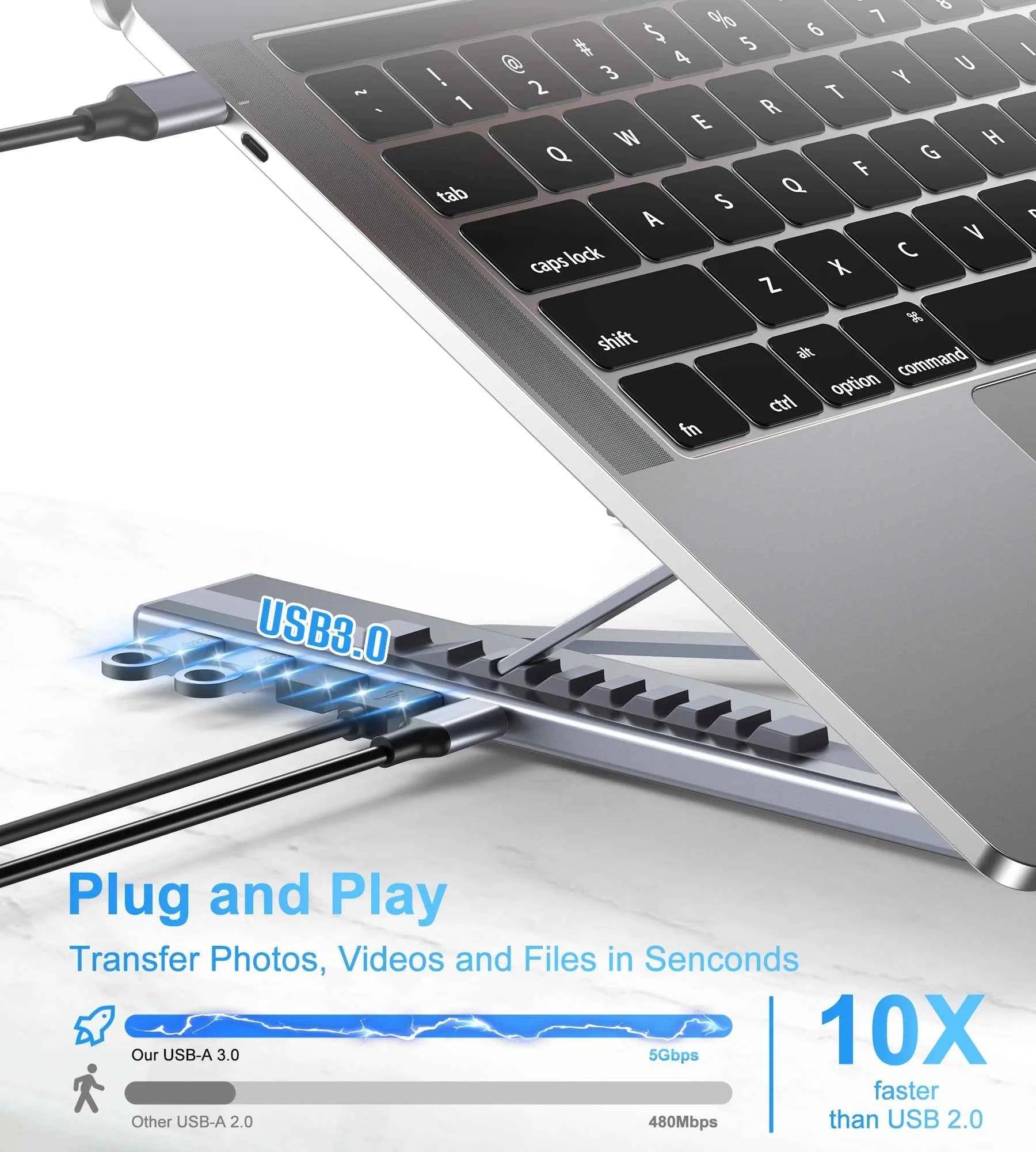 5 In 1 USB C Laptop Docking Station Stand With USB C, 2 USB 3.1, SD TF Card Ports,PD 100W, Universal Docking Station For MacBook