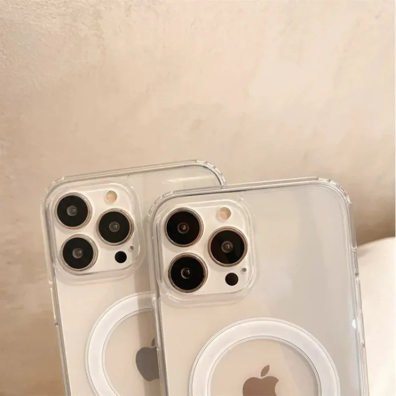Original For Magsafe Magnetic Wireless Charging Phone Case For iPhone 16 15 14 13 12 11 ProMax mini X XR XS 7 8Plus Clear Cover