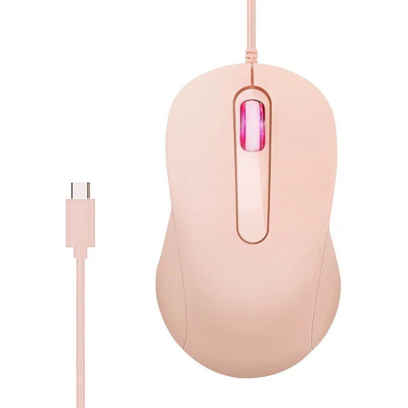 Lenovo Wired Mouse Type-C Plug Ergonomic Design Tablet Notebook Office Optical Silent Mouse For PC Android IOS